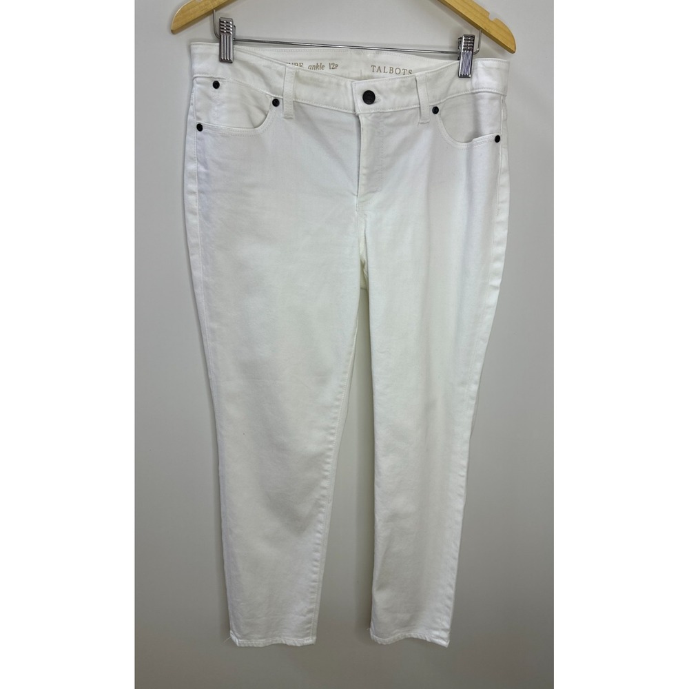 Talbots Signature Ankle Jeans 12P White Cotton Stretch Denim Pants 12 Petite - Picture 10 of 10